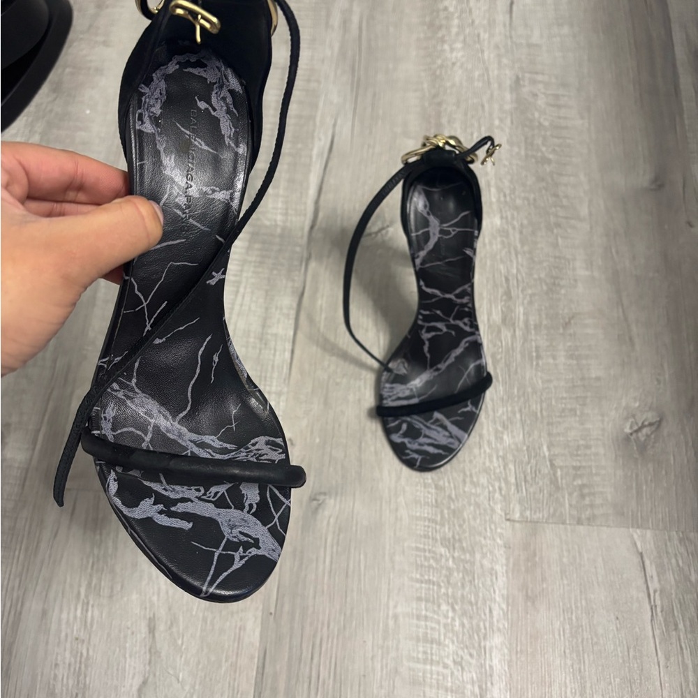 Balenciaga Black and White Heels Elegant Stiletto Sandals